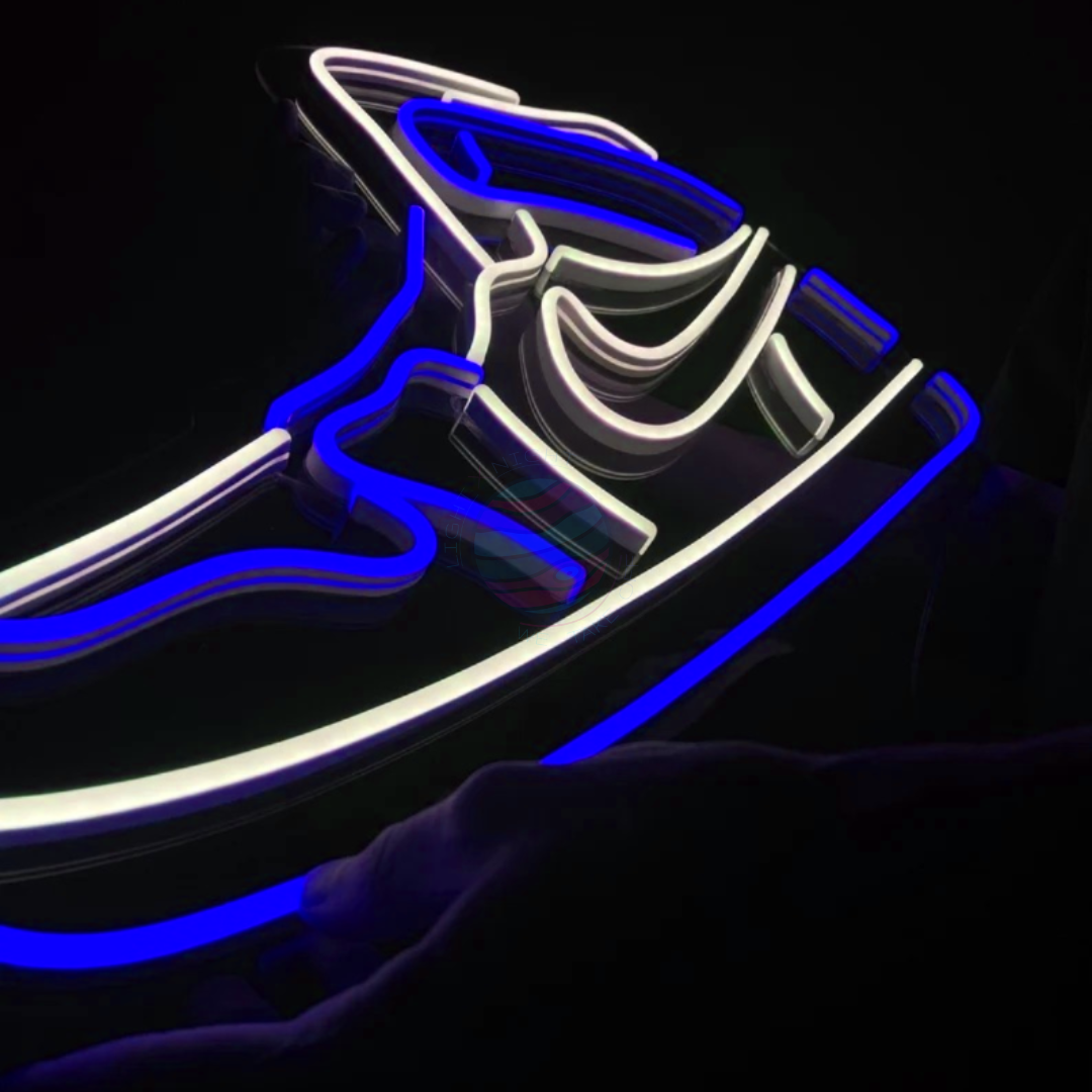 Sneakers Neon Label stock vector. Illustration of footwear - 144779604